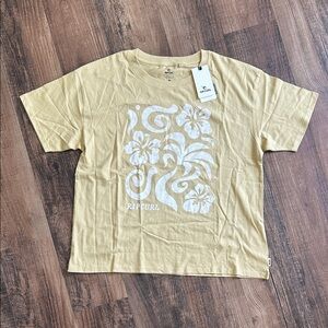 Rip Curl Mustard/ gold Tee with White Floral Design